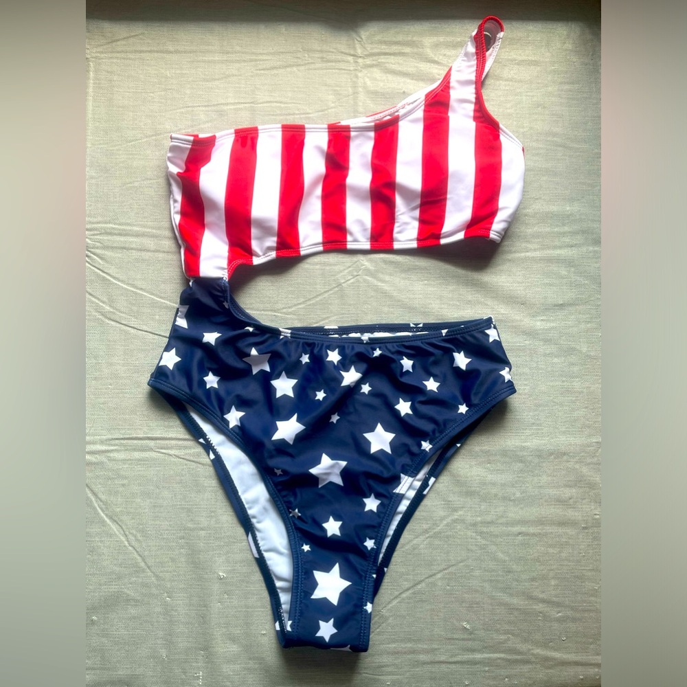 SHEIN American Flag size small one piece bathing suit